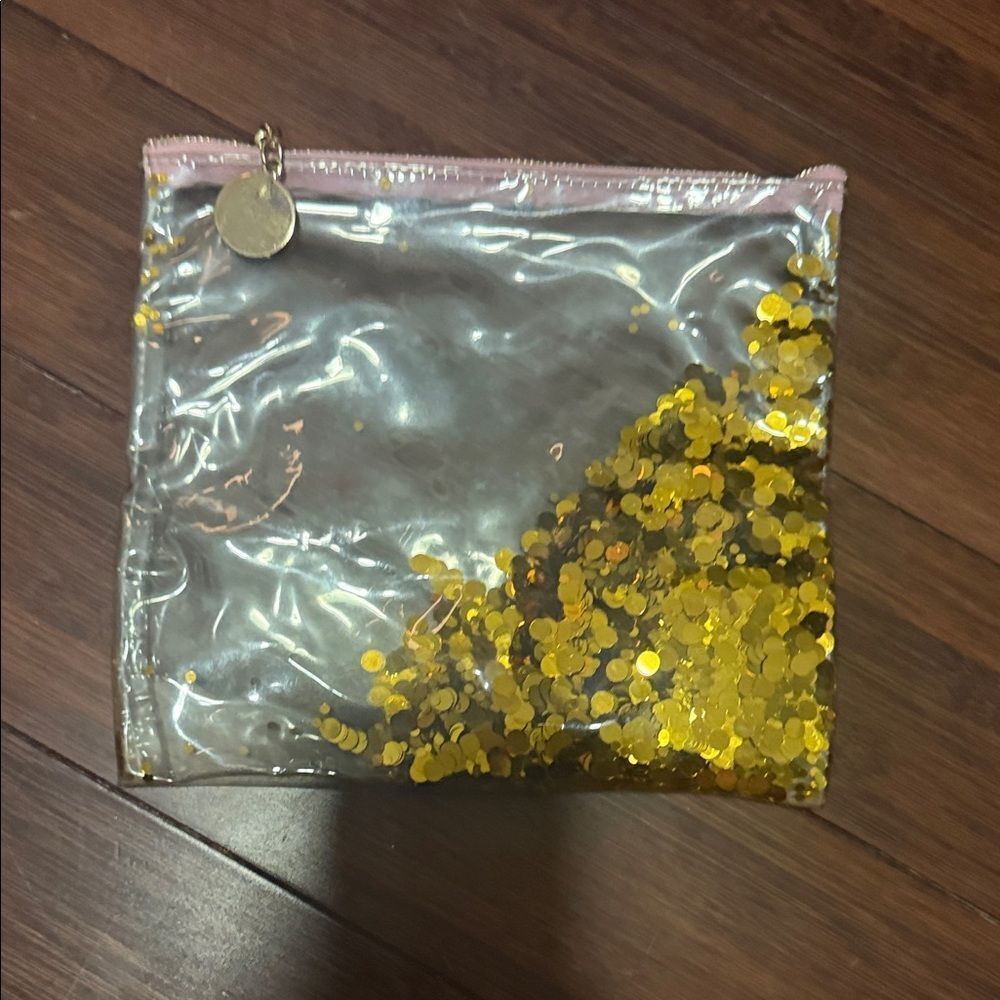 Clear Pouch with Gold Sequins that Move PACKED PARTY Clear Gameday Clutch